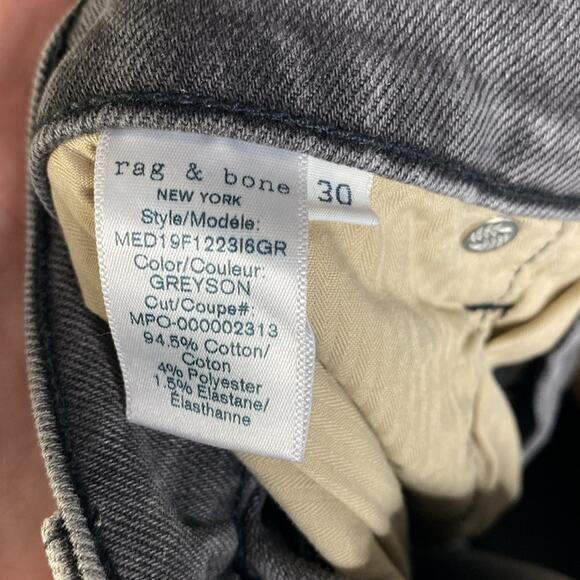 Rag & Bone Gray Fit 2 Slim Leg Jeans Men's 30 - Picture 6 of 8